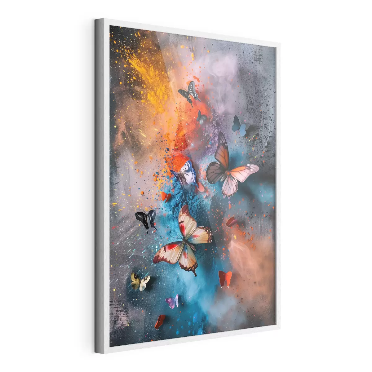 Poster Mariposas sobre un fondo de salpicaduras de pintura f39803