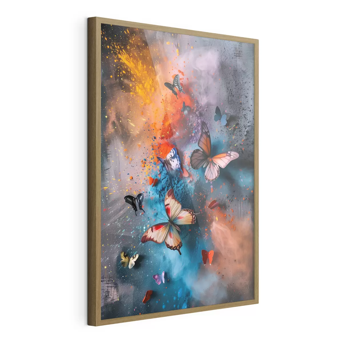 Poster Mariposas sobre un fondo de salpicaduras de pintura f39803