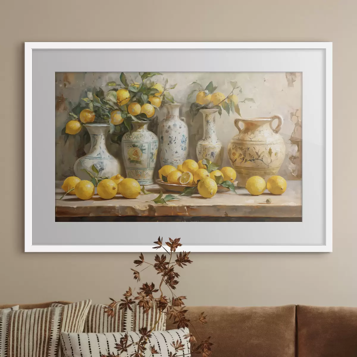 Poster Limones y jarrones antiguos sobre la mesa f39833
