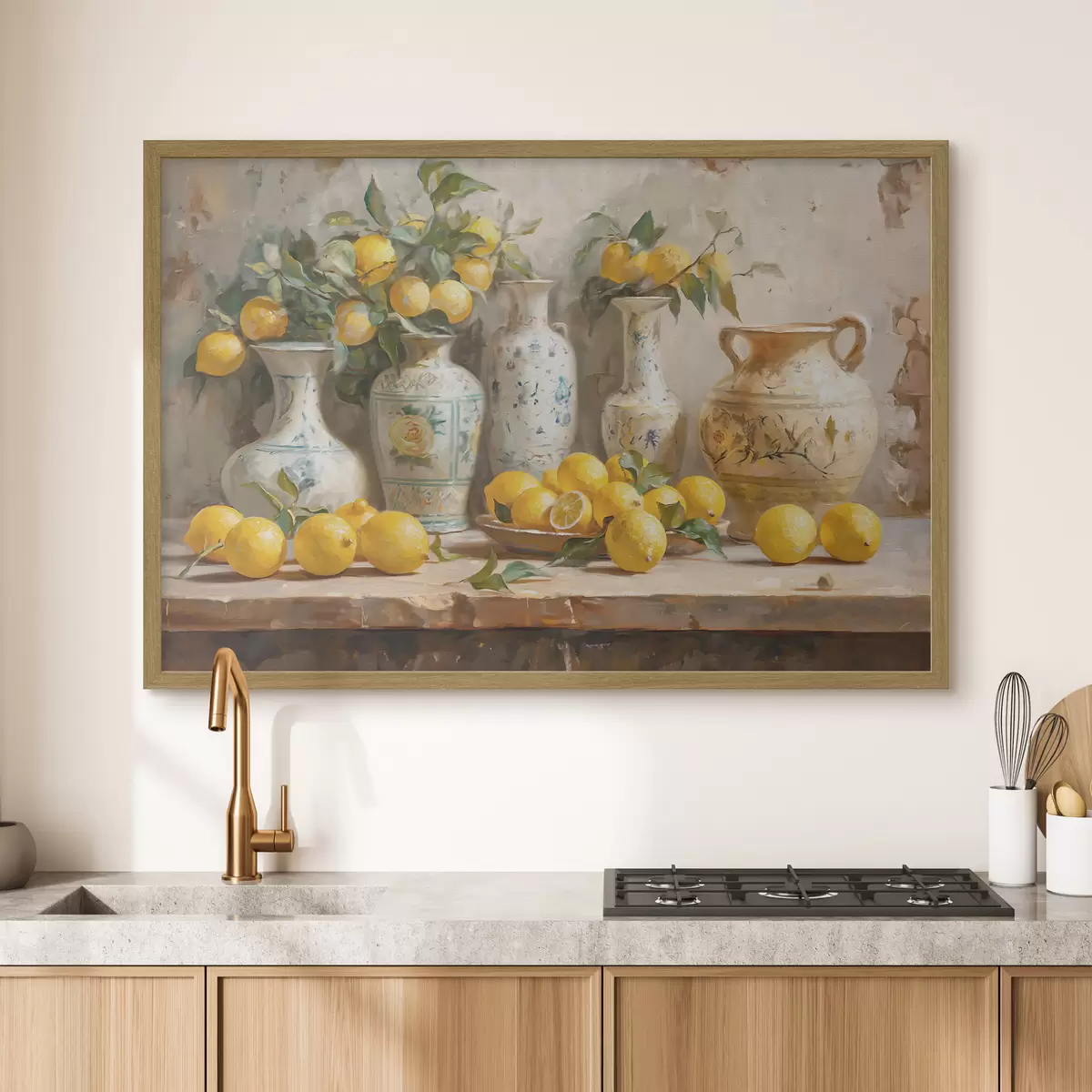 Poster Limones y jarrones antiguos sobre la mesa f39833