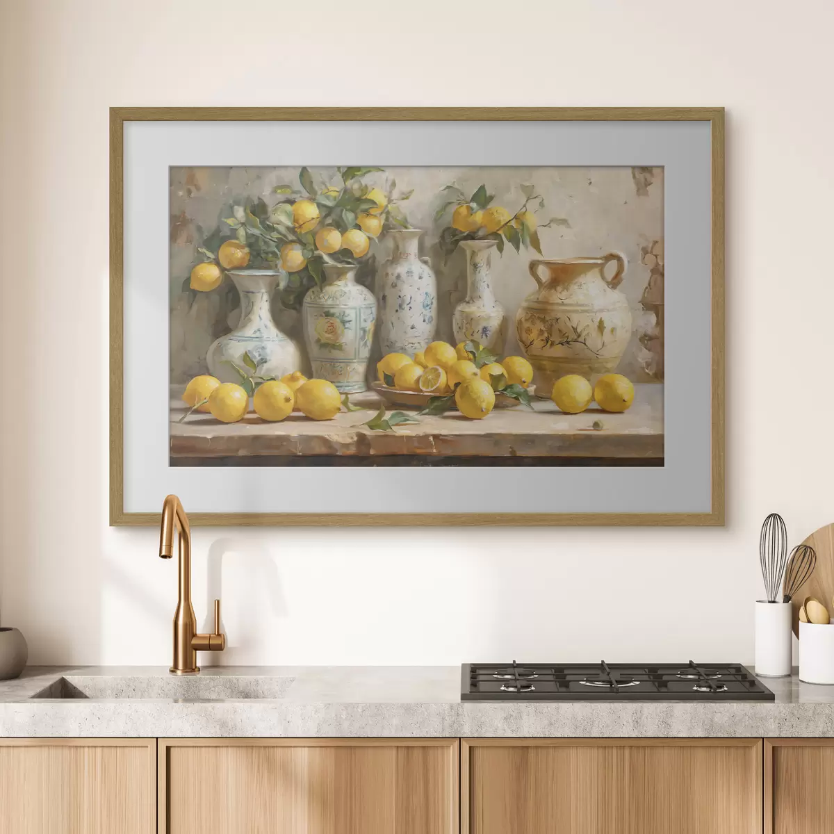 Poster Limones y jarrones antiguos sobre la mesa f39833