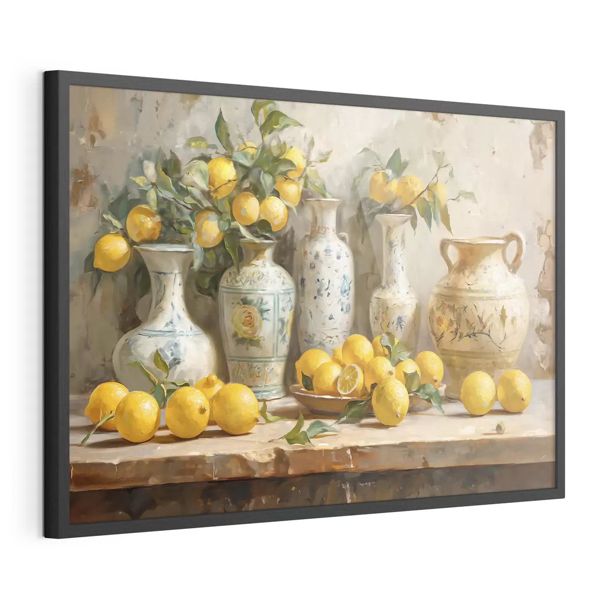 Poster Limones y jarrones antiguos sobre la mesa f39833