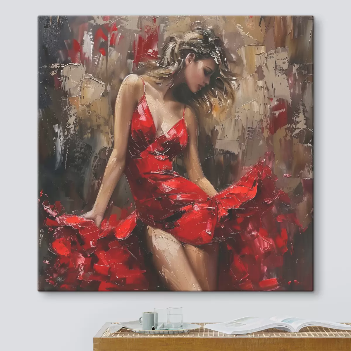 murales de pared Chica con un vestido rojo s39874