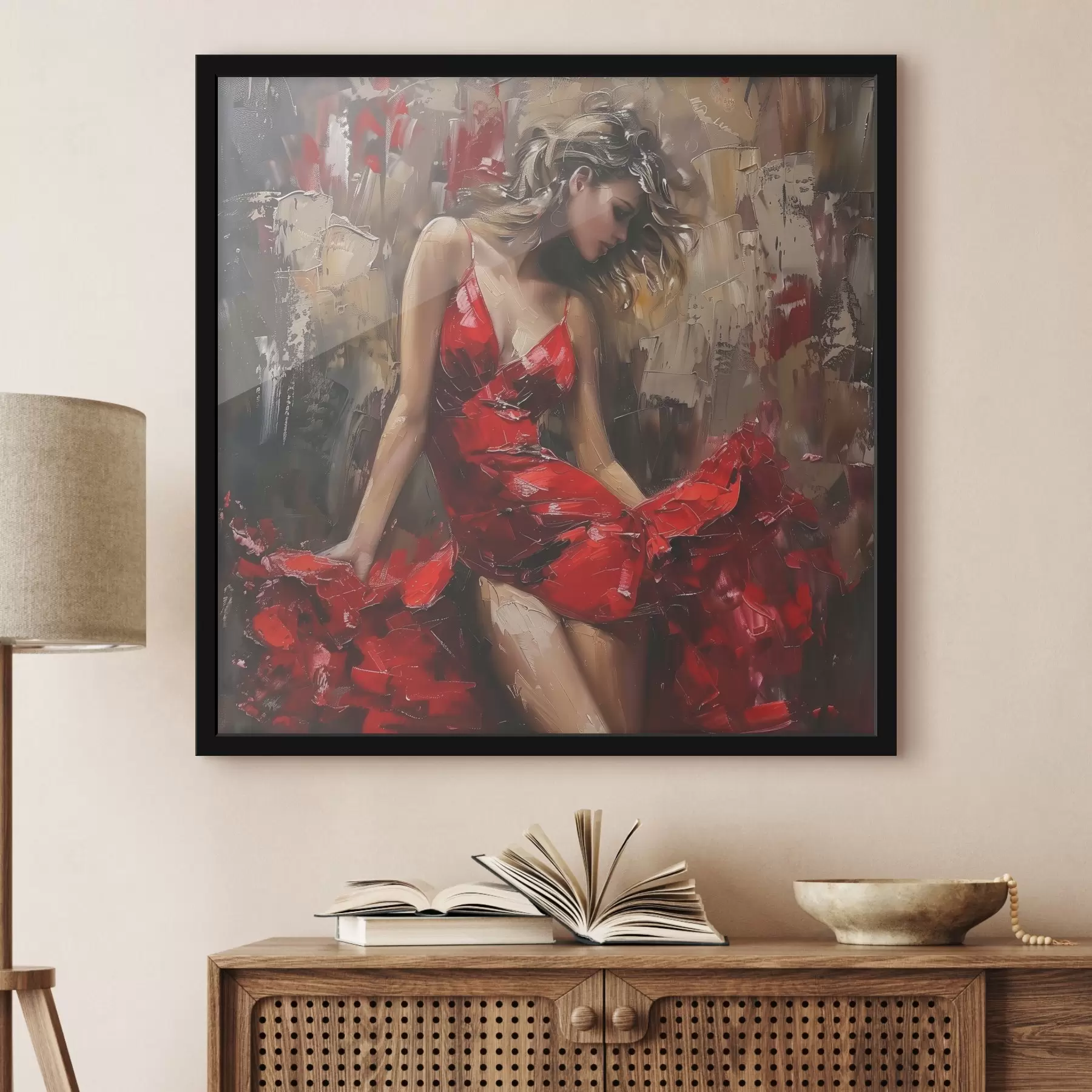 murales de pared Chica con un vestido rojo f39874