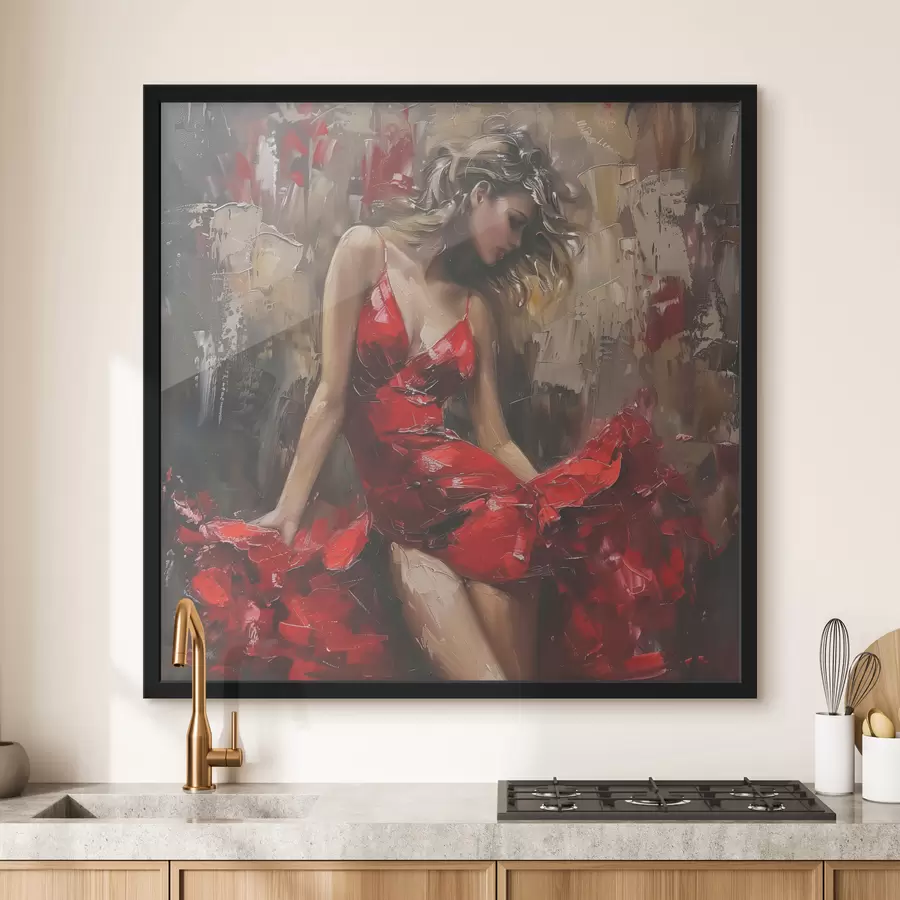 murales de pared Chica con un vestido rojo f39874