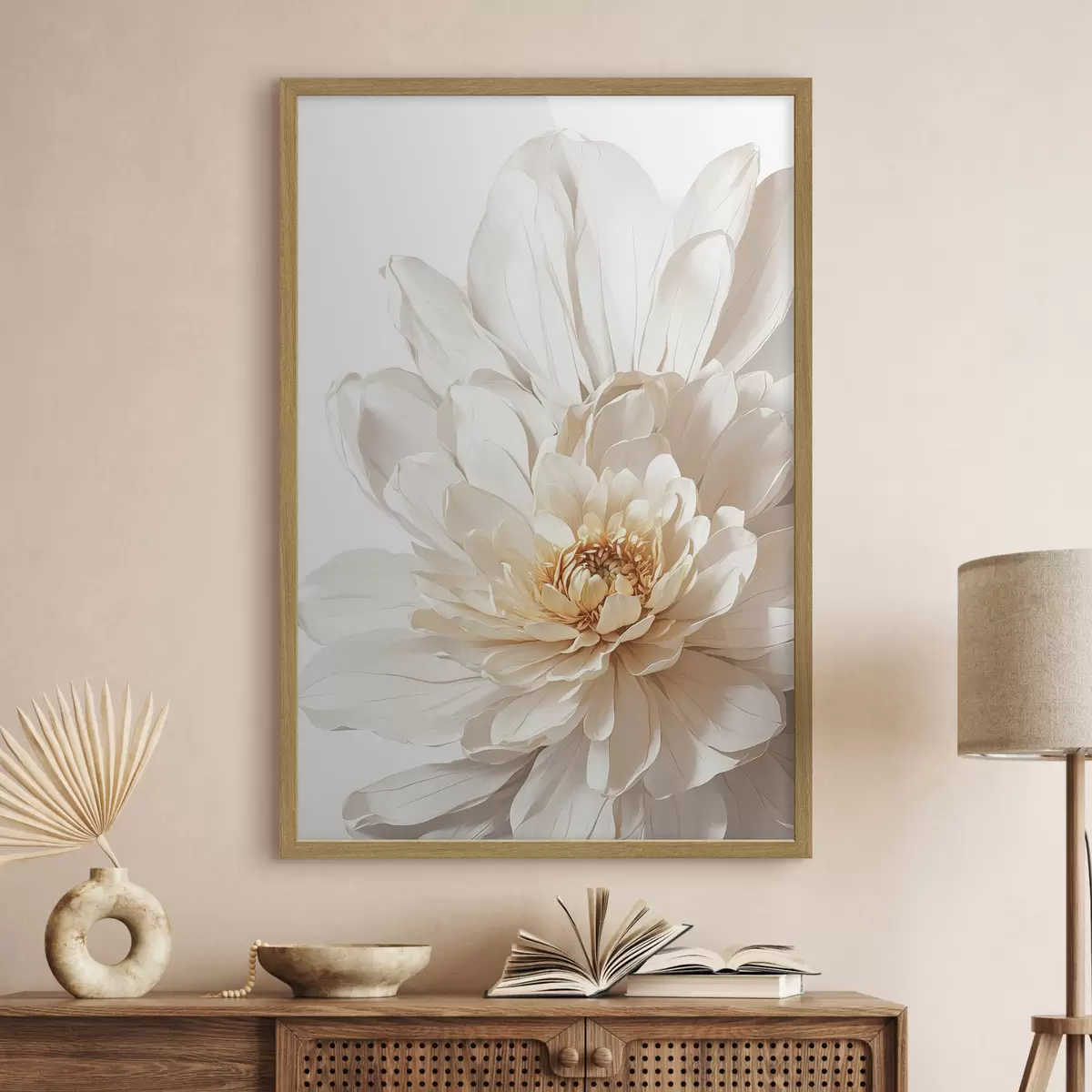 Poster Primer plano de flor blanca sobre fondo blanco f39857