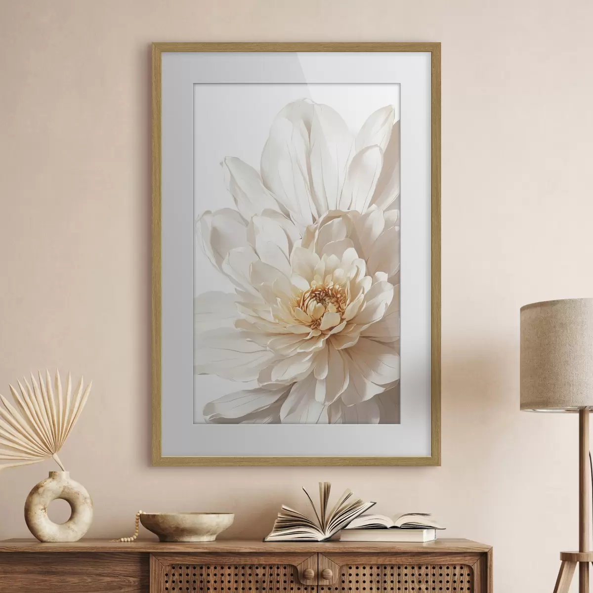 Poster Primer plano de flor blanca sobre fondo blanco f39857