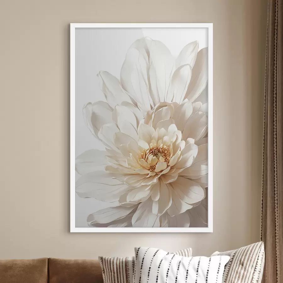 murales de pared Primer plano de flor blanca sobre fondo blanco f39857