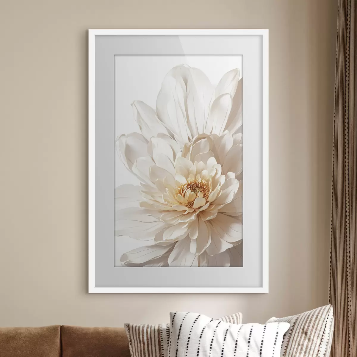 Poster Primer plano de flor blanca sobre fondo blanco f39857