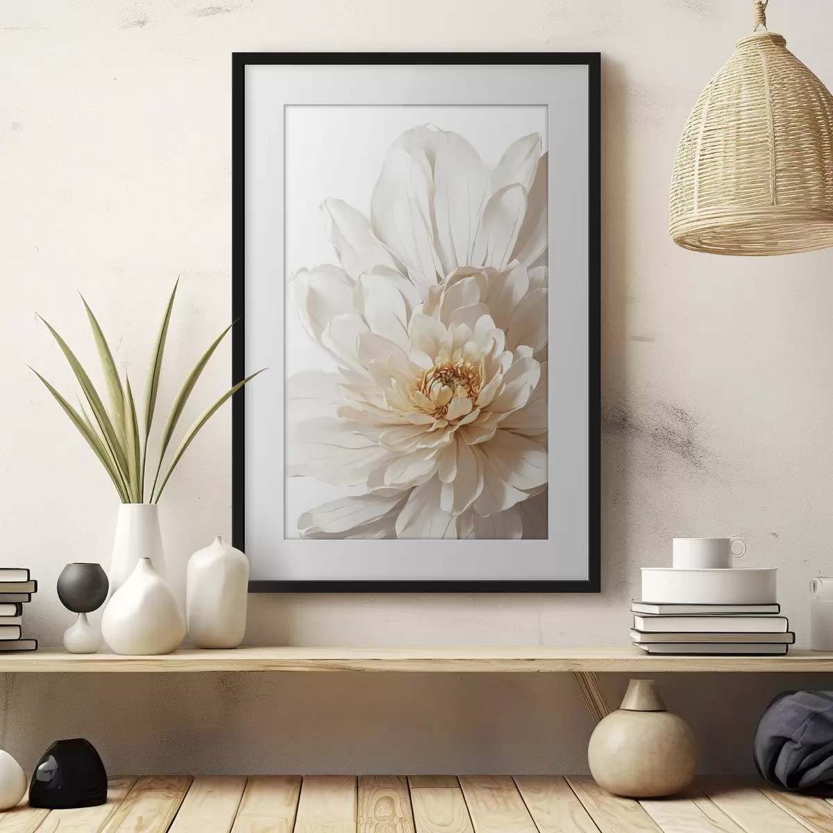 Poster Primer plano de flor blanca sobre fondo blanco f39857