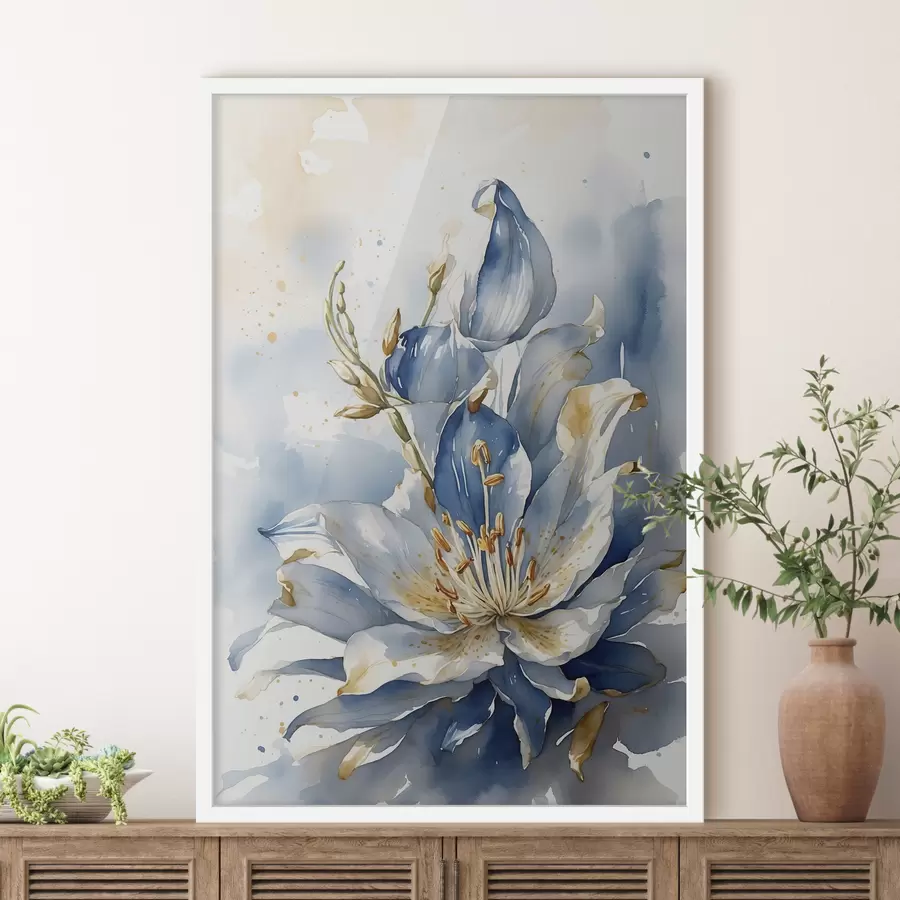 murales de pared Lirio azul con acuarela f39872