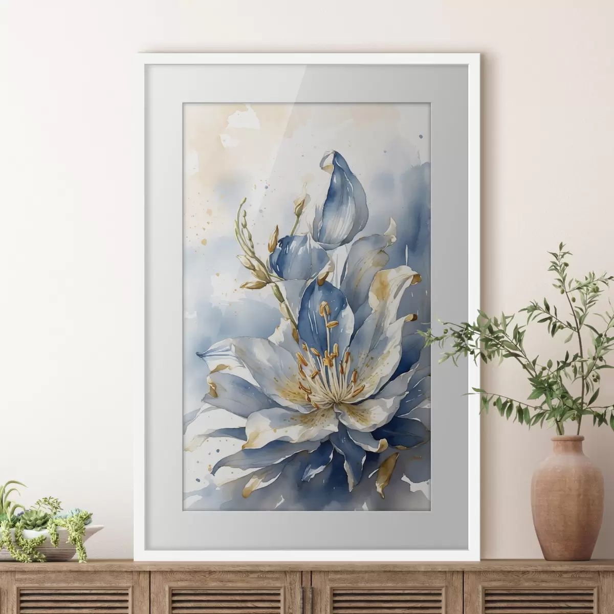 Poster Lirio azul con acuarela f39872
