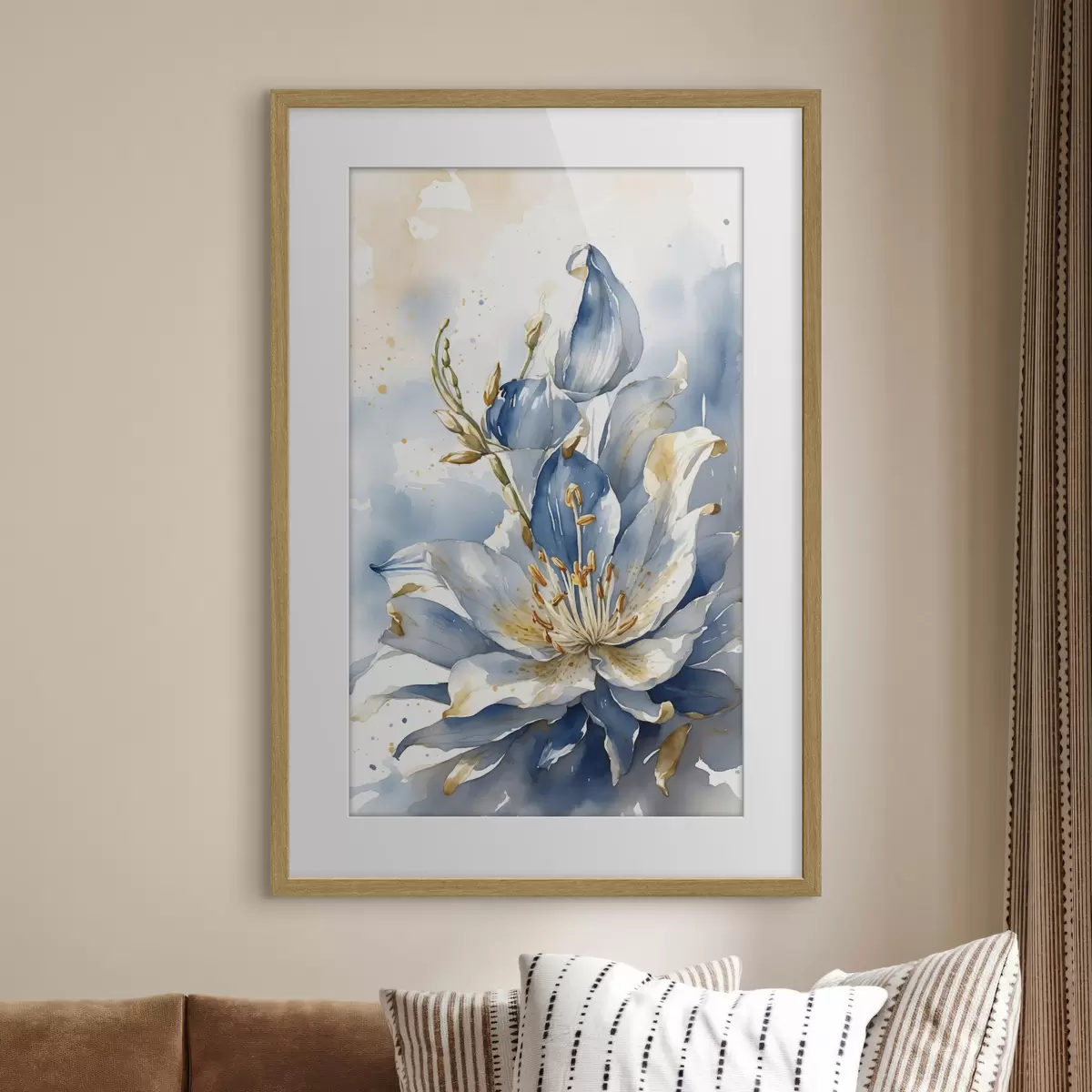 Poster Lirio azul con acuarela f39872