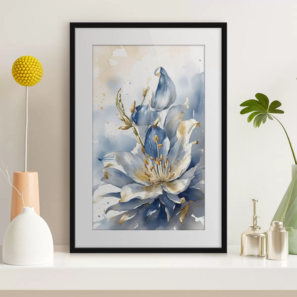 Poster Lirio azul con acuarela f39872