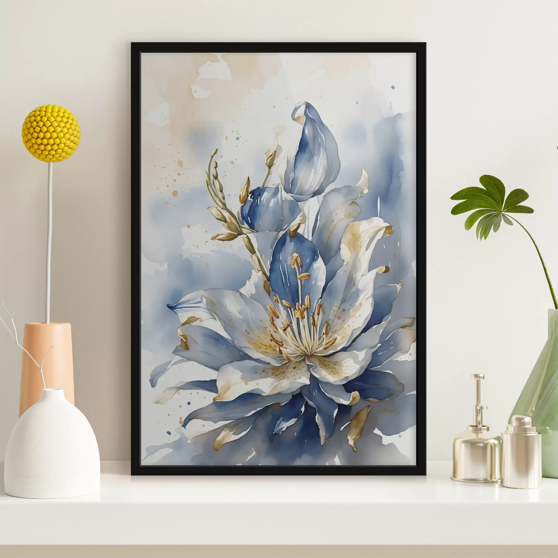 murales de pared Lirio azul con acuarela f39872