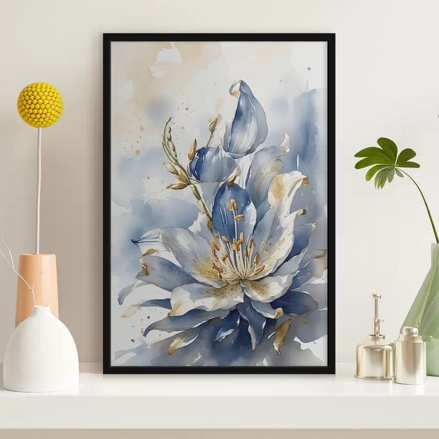 murales de pared Lirio azul con acuarela. f39872