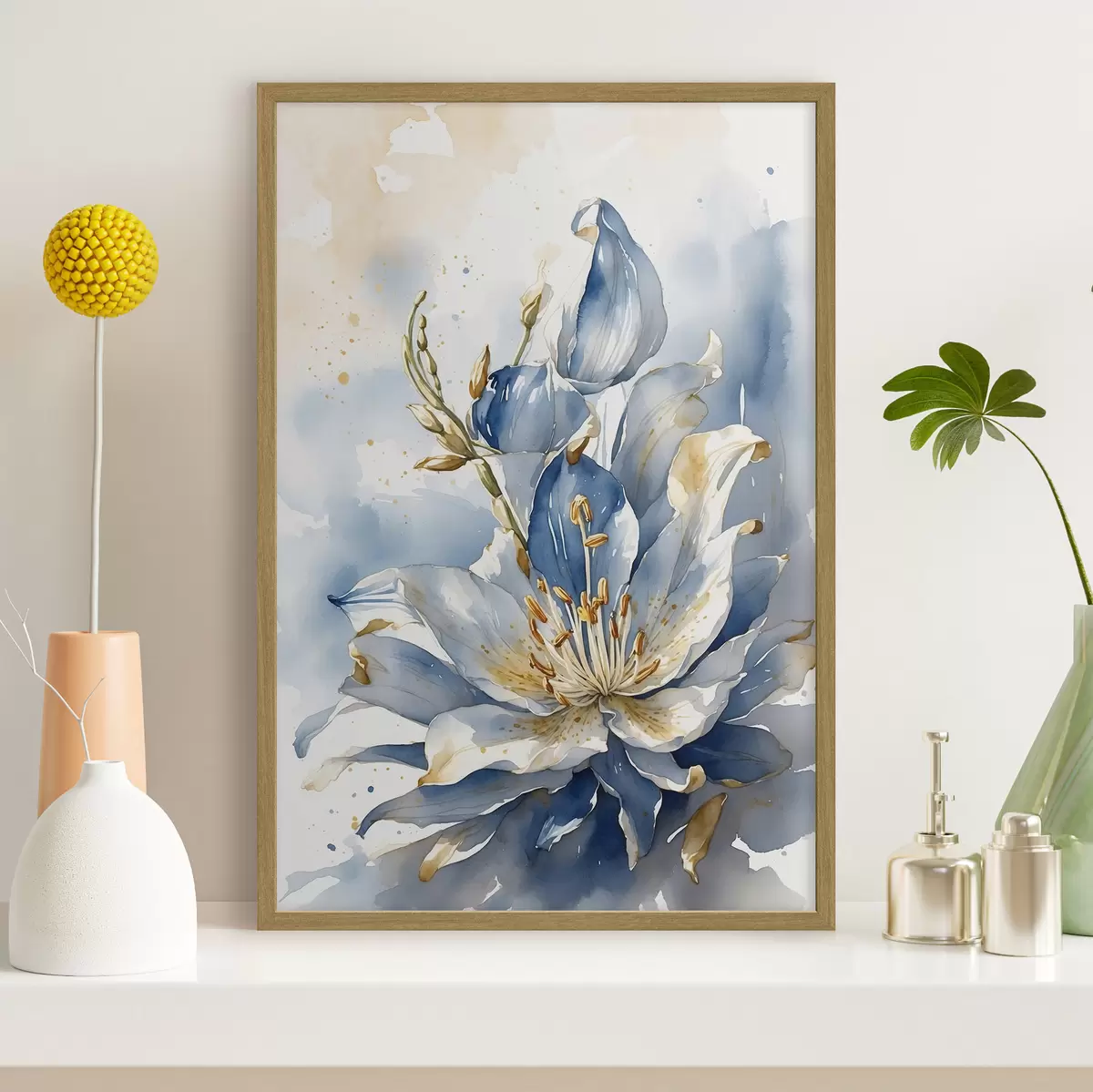 Poster Lirio azul con acuarela f39872