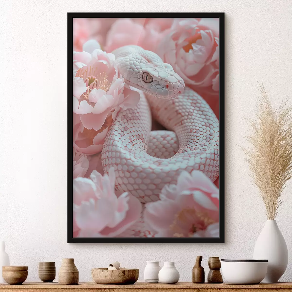 Poster Flores, serpiente, rosa, rosa pálido. f39944