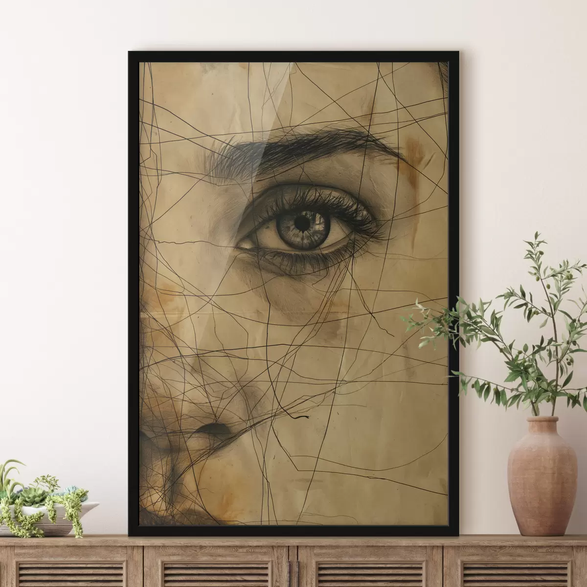 Poster Líneas, lápiz, abstracción, antigüedades, niña f39960