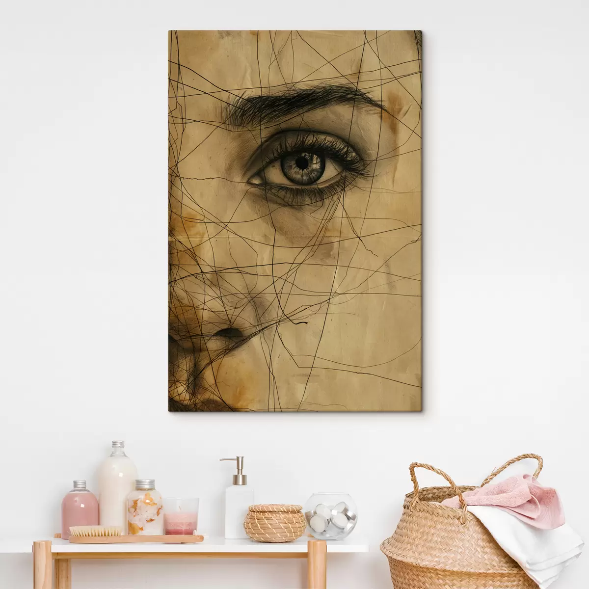 murales de pared Líneas, lápiz, abstracción, antigüedades, niña s39960