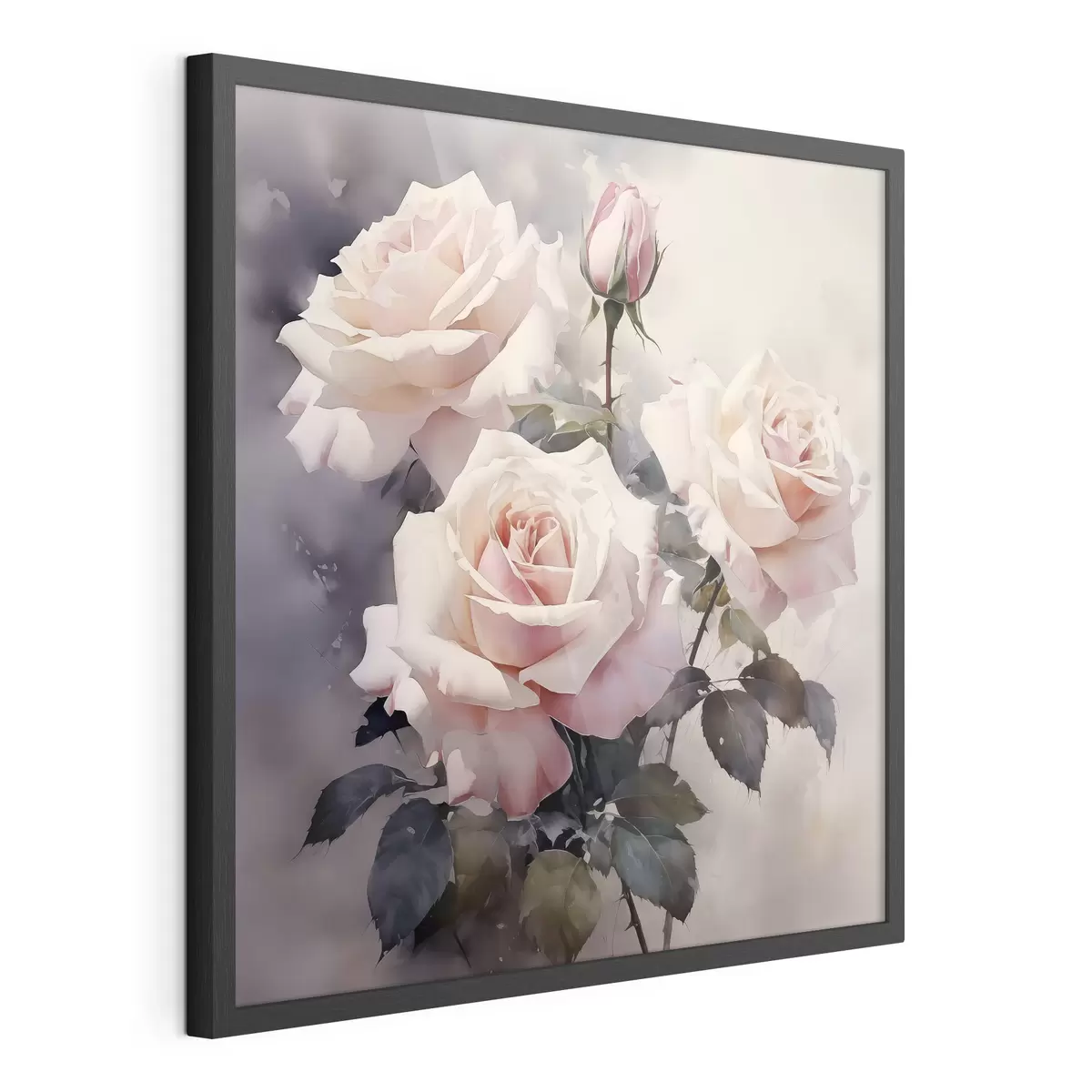 Poster Rosas rosas blancas sobre fondo oscuro de acuarela f39927