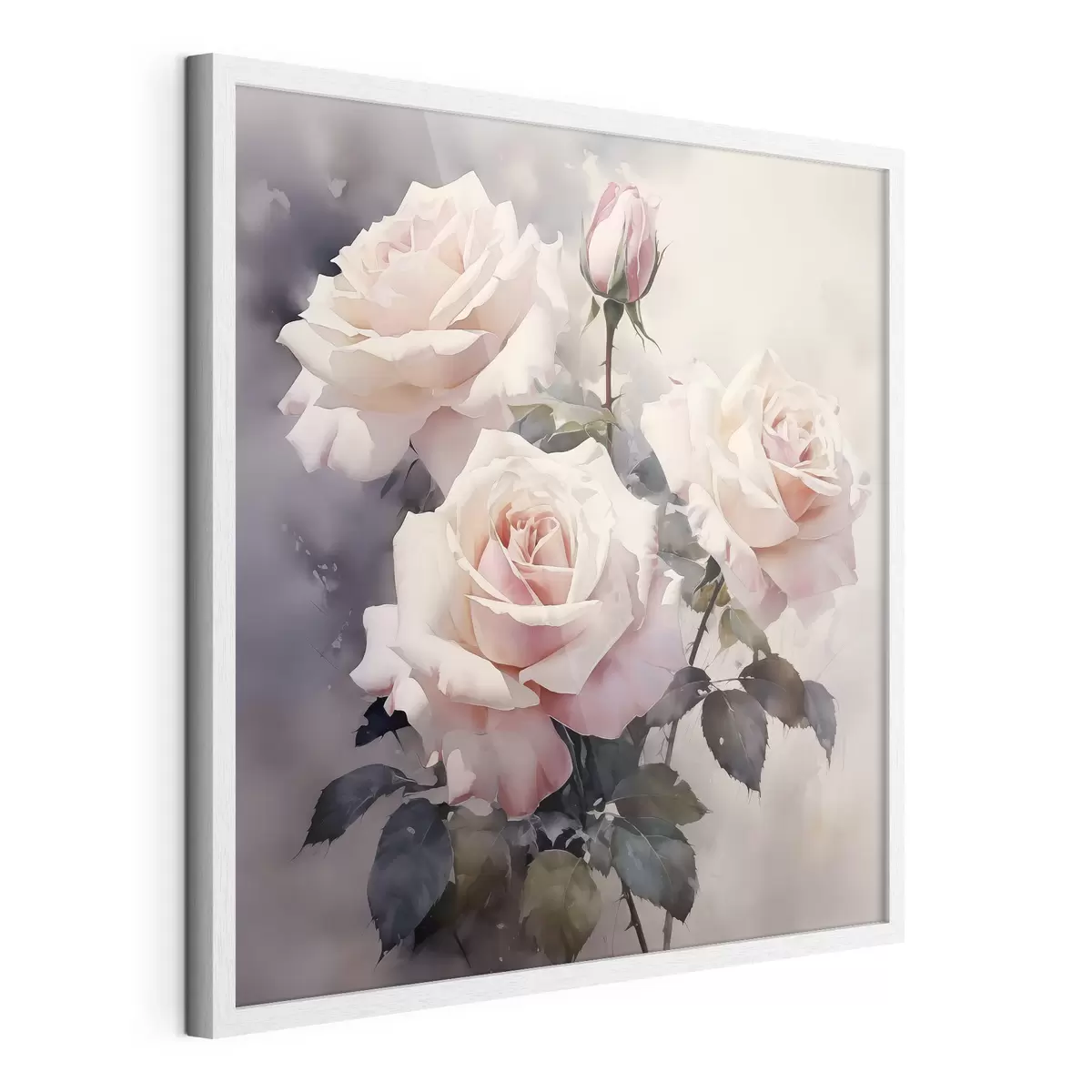 Poster Rosas rosas blancas sobre fondo oscuro de acuarela f39927