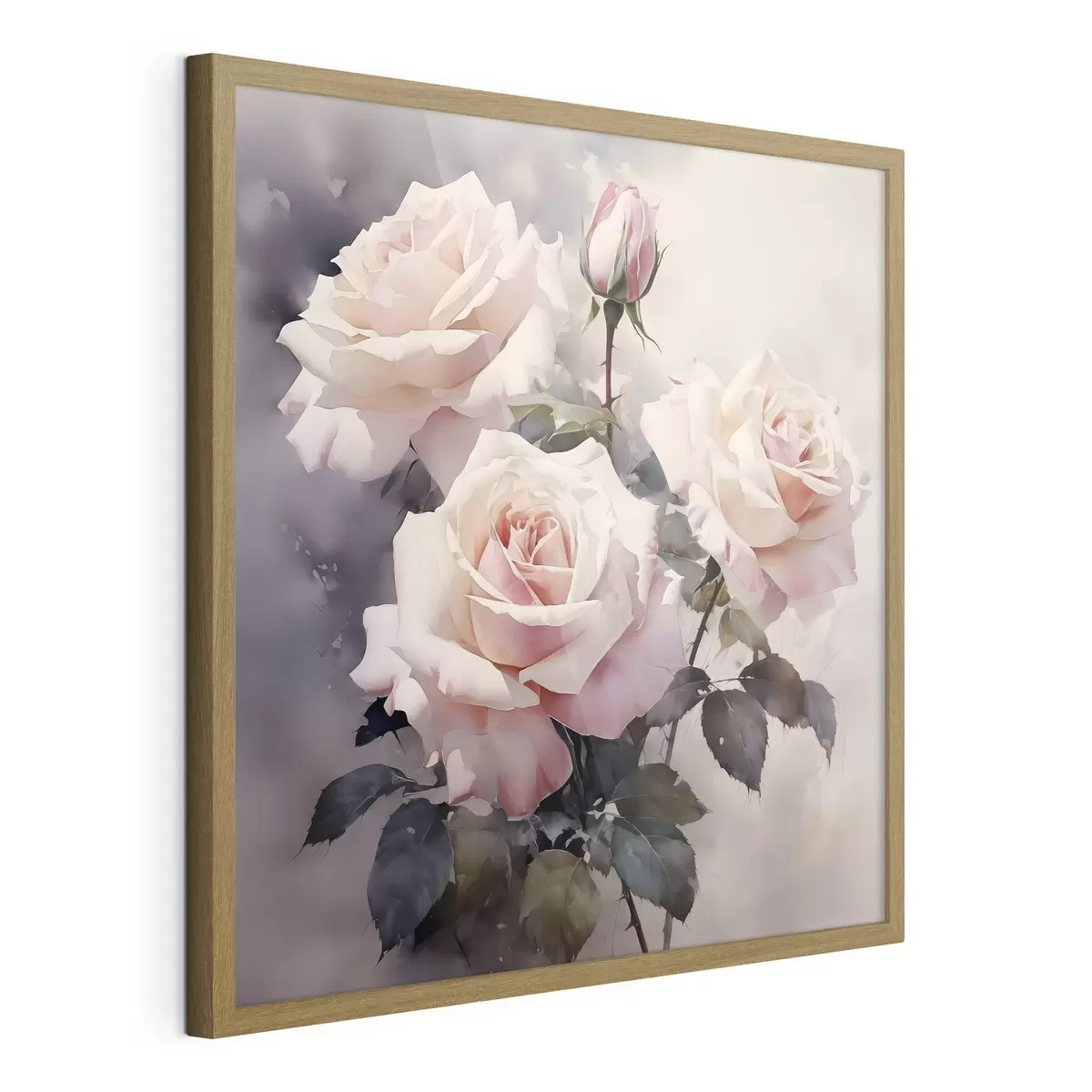 Poster Rosas rosas blancas sobre fondo oscuro de acuarela f39927