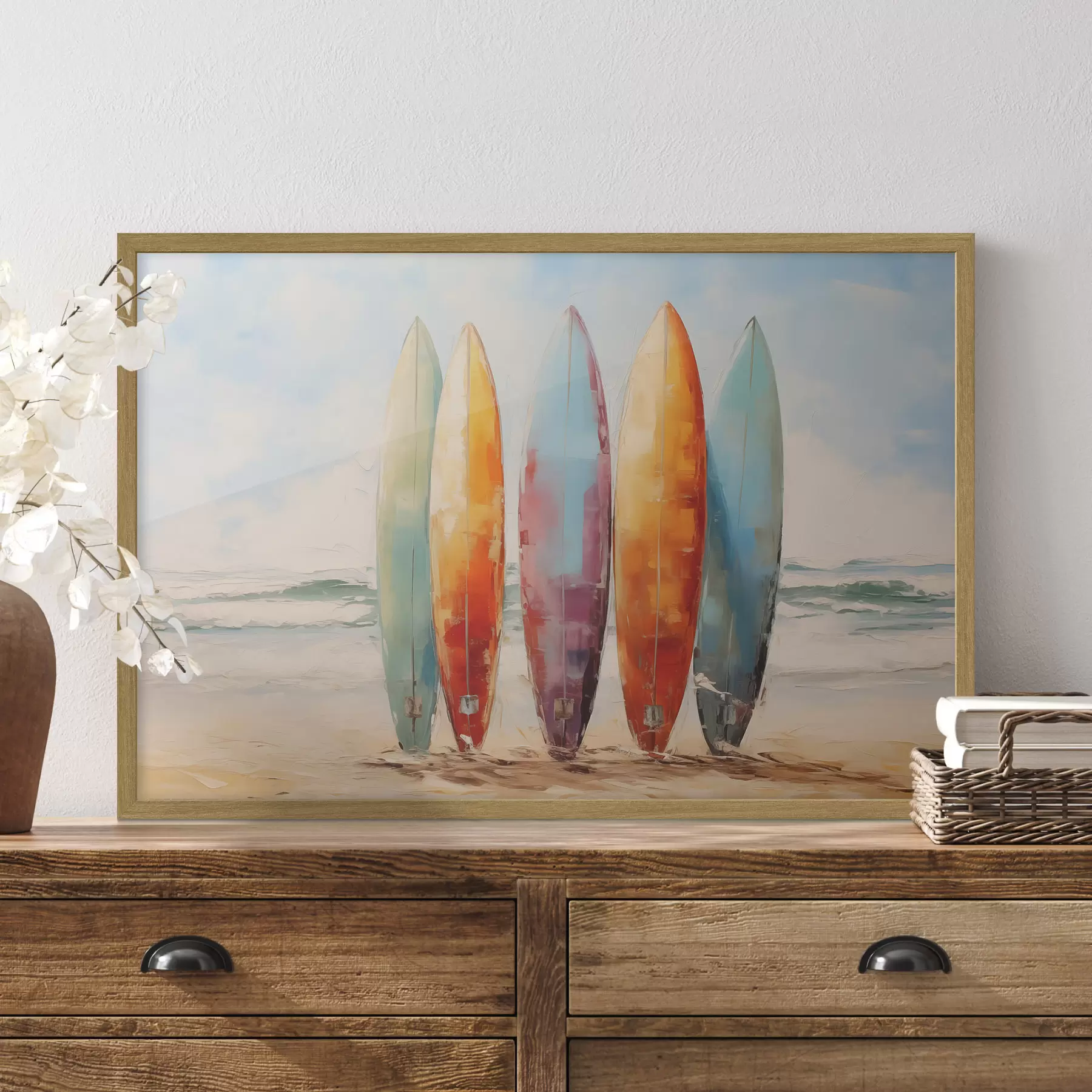 murales de pared Cuadro de tablas de surf en la playa f39938