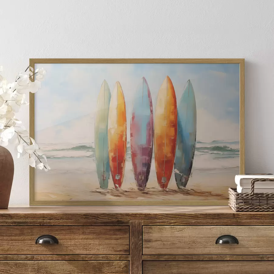 murales de pared Cuadro de tablas de surf en la playa f39938