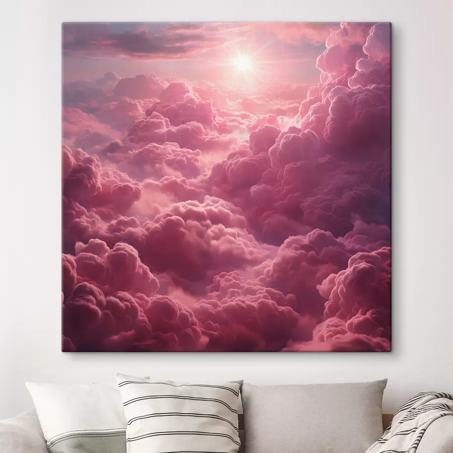 murales de pared Nubes moradas y rosas, etéreas, puesta de sol, realismo. s39970