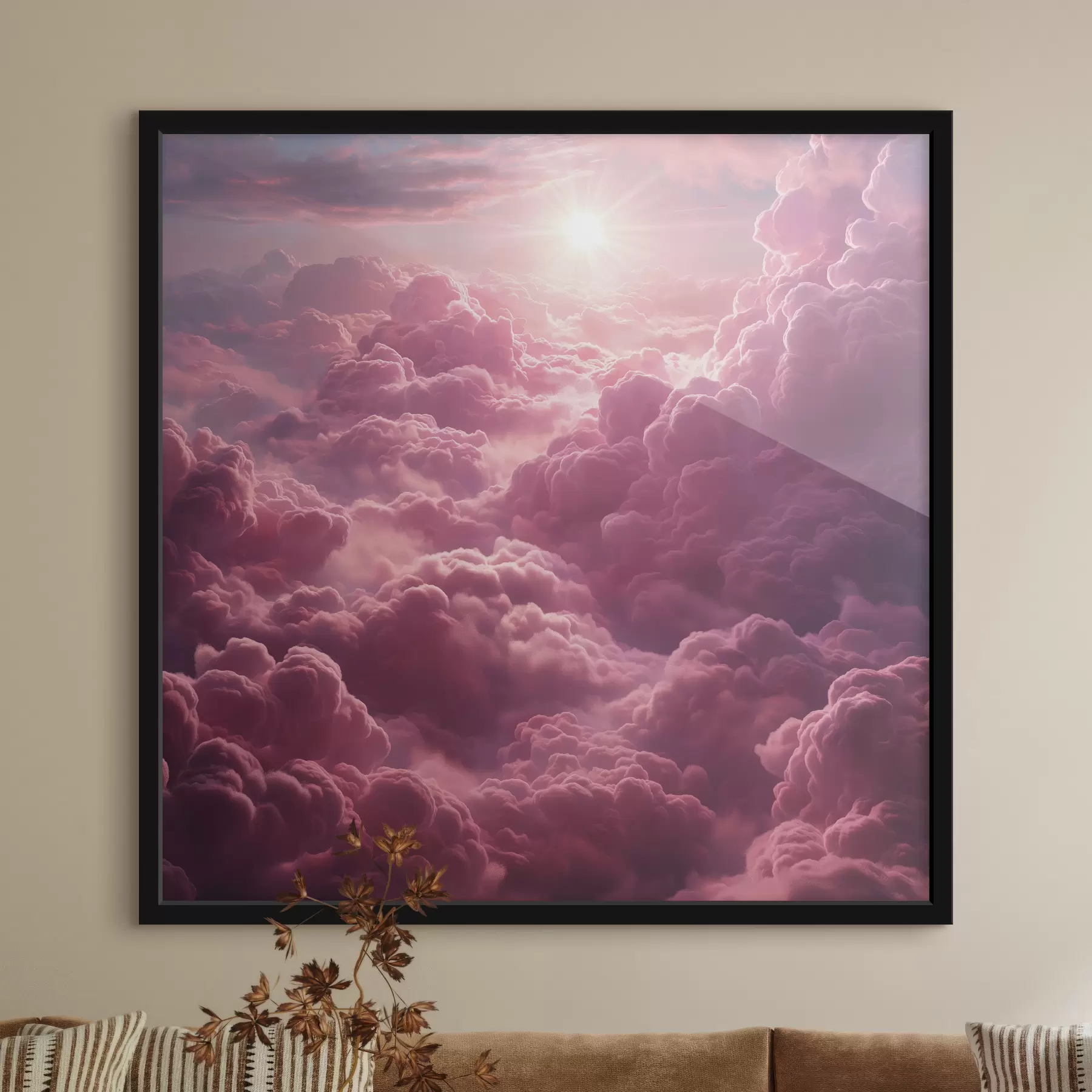 murales de pared Nubes moradas y rosas, etéreas, puesta de sol, realismo. f39970