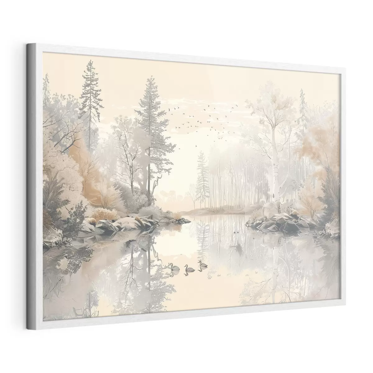 Poster Aves en el lago sereno f39980
