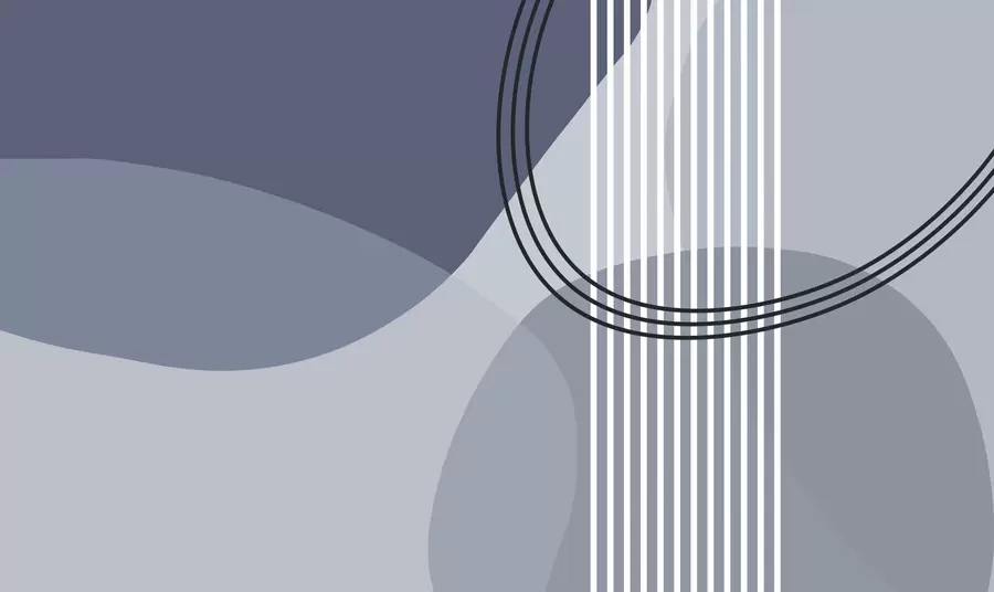 murales de pared Línea de abstracción geométrica y círculo minimalista estilo moderno color azul w08173v2