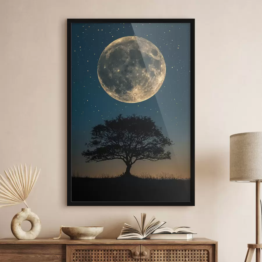 murales de pared Luna llena, arbol f40008