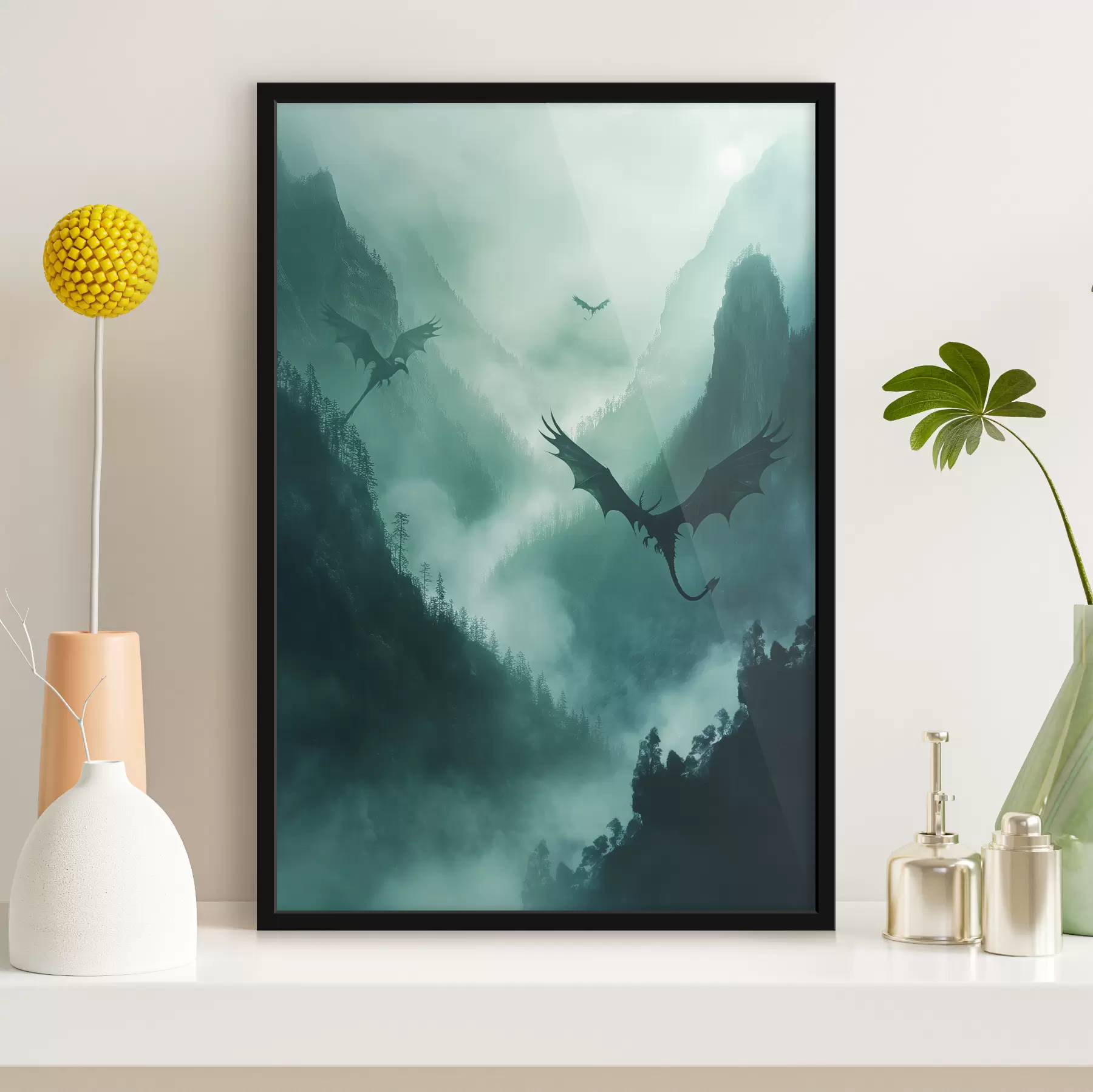 murales de pared Dos dragones, verdes f40011