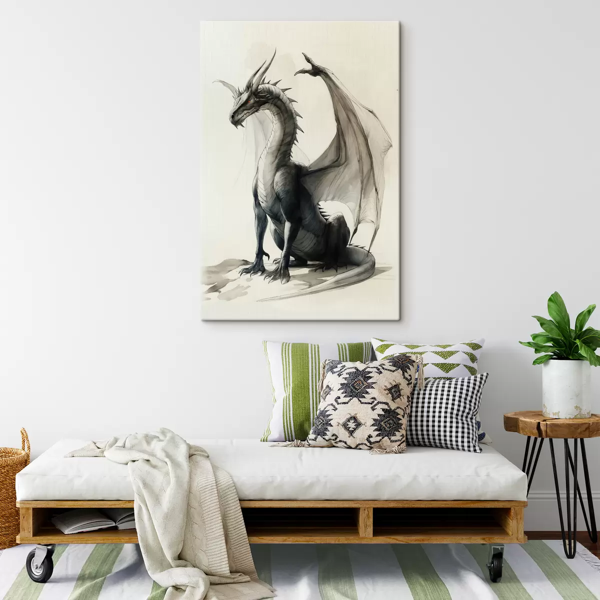 murales de pared Dragón, pinturas, acuarela, beige s40003