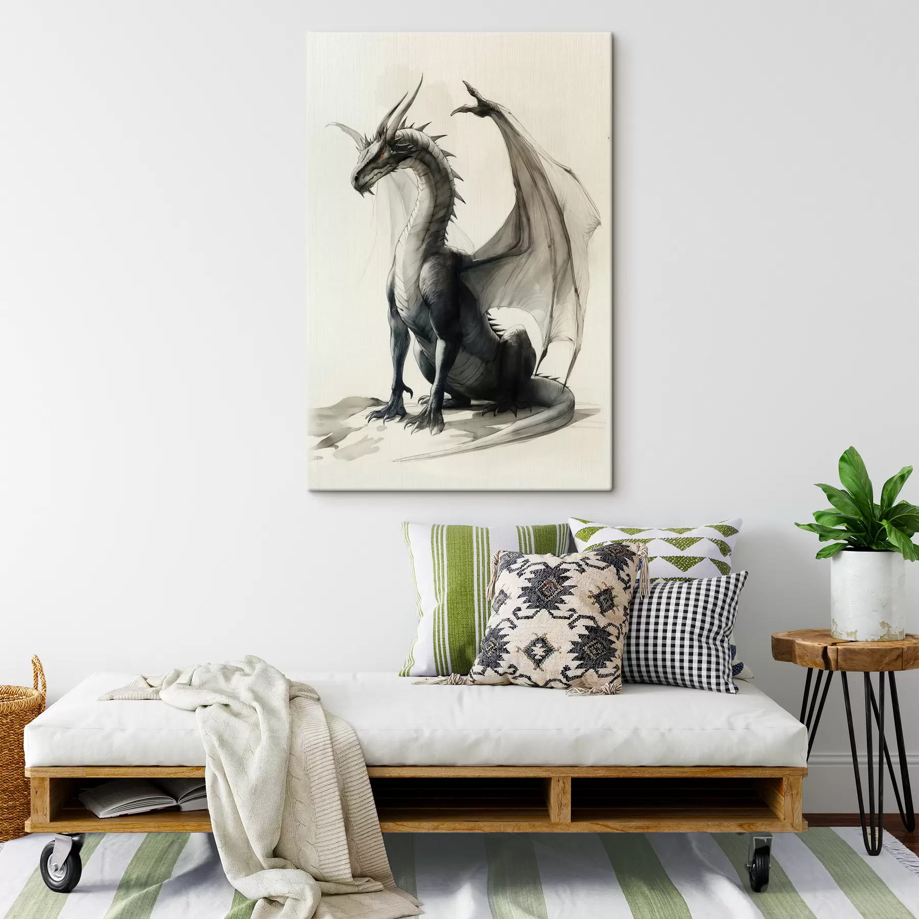 murales de pared Dragón, pinturas, acuarela, beige s40003