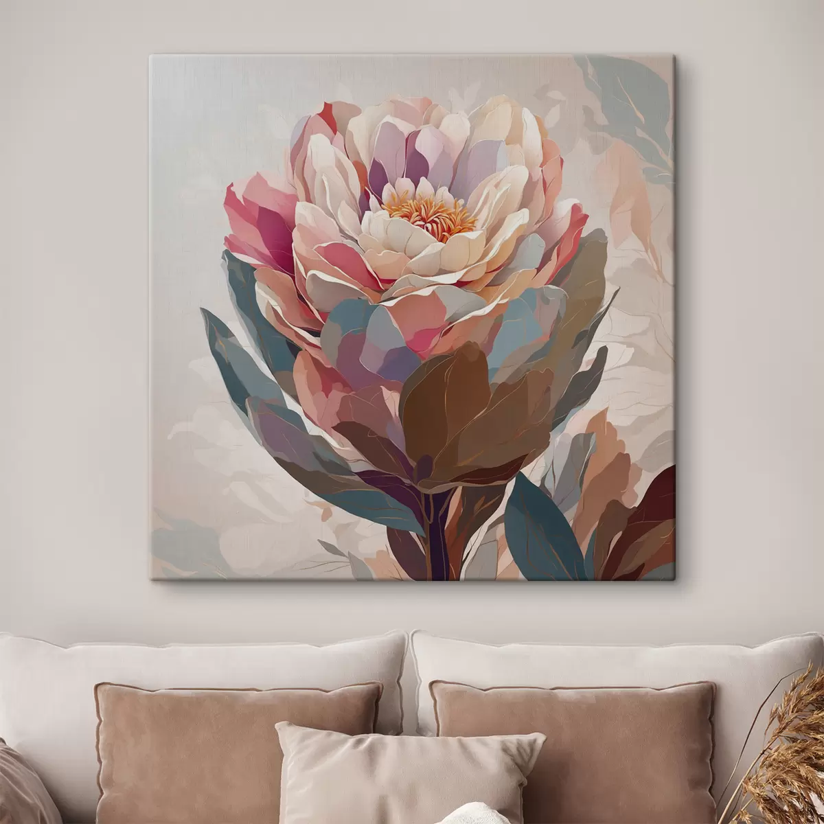 murales de pared Flor con pétalos multicolores s40060