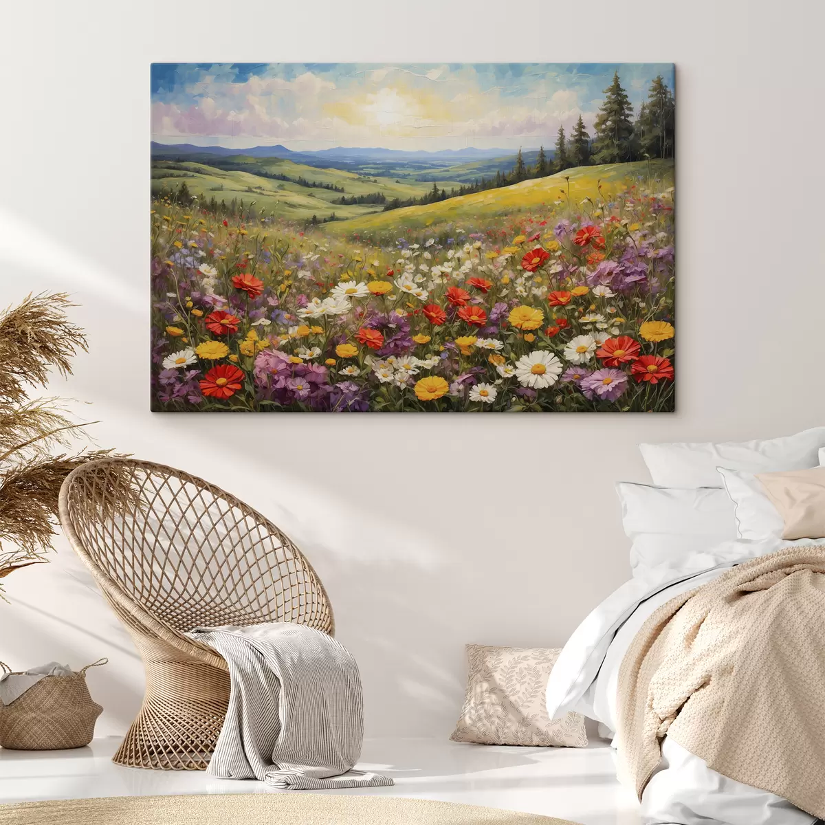 murales de pared Campo de flores al atardecer s40073