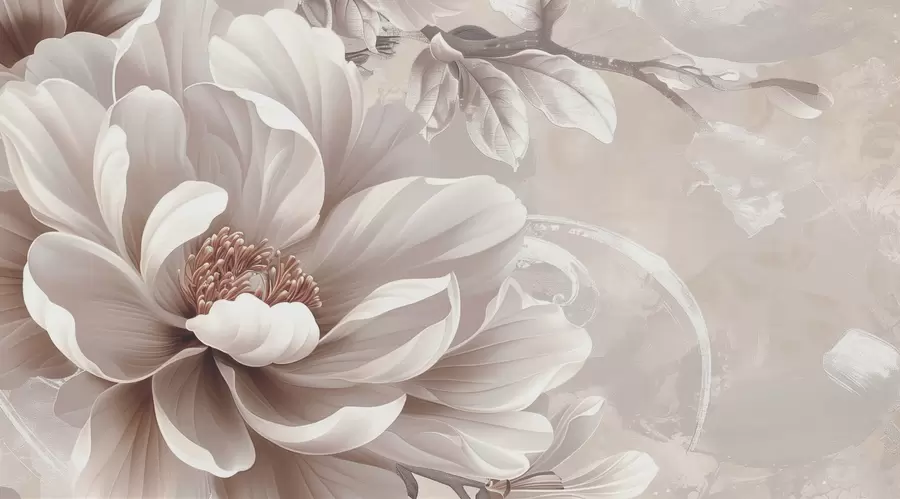 murales de pared Gran flor de color rosa polvoriento en la pared grunge w08181v1