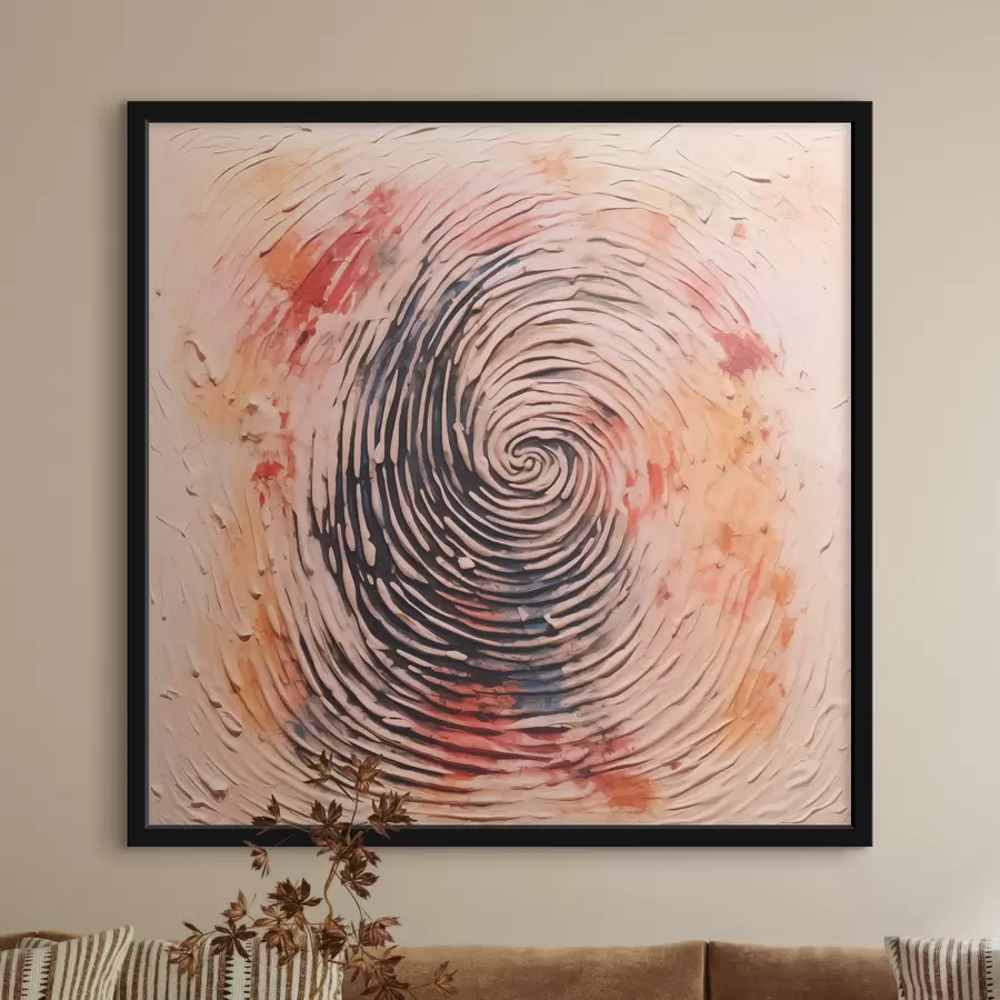 murales de pared Huella dactilar en pintura, beige, rojo, naranja, amarillo, negro f40105