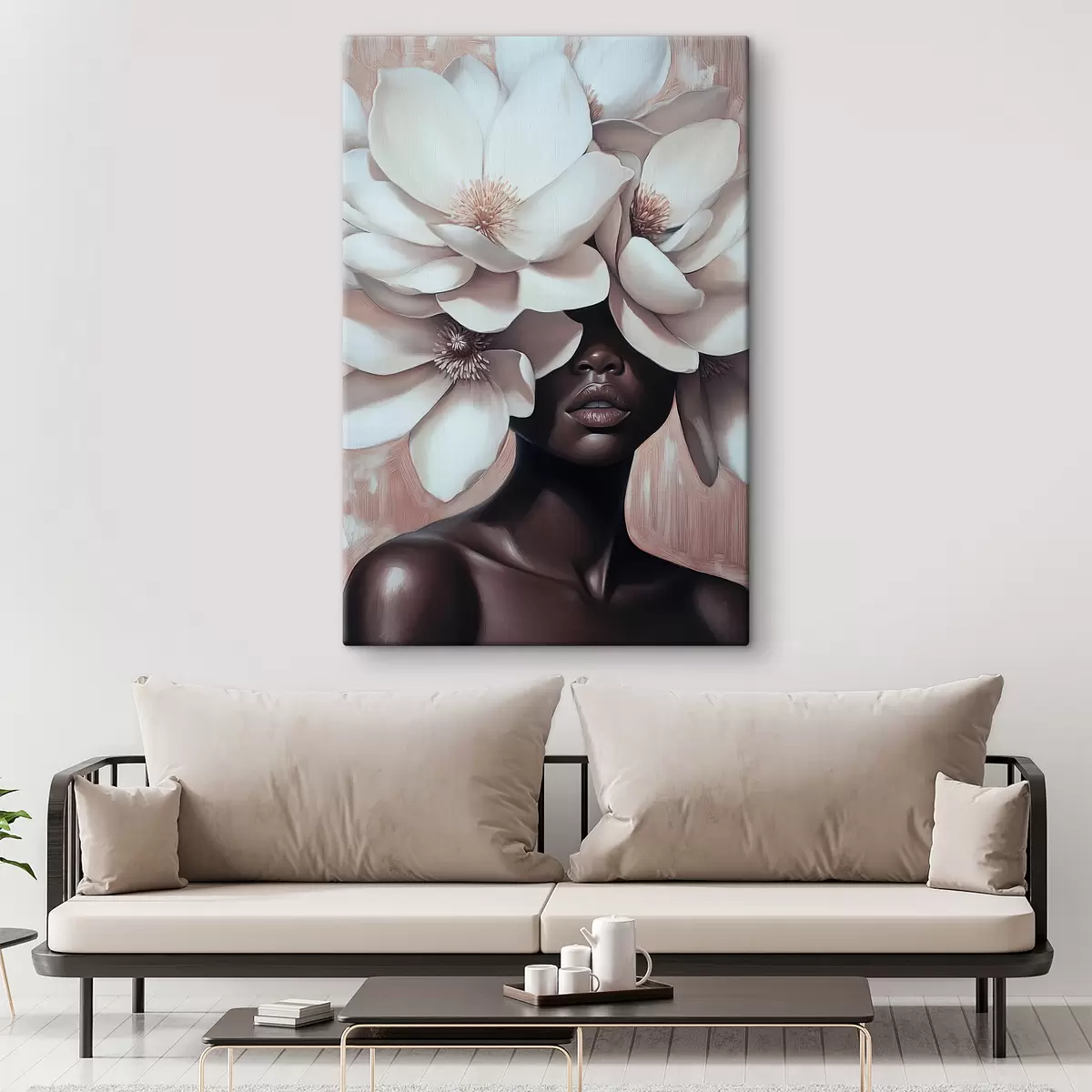 murales de pared Una mujer con flores en la cabeza. s39899