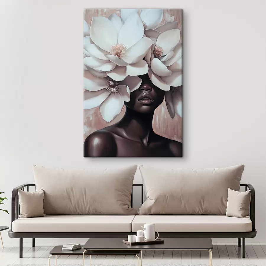 murales de pared Una mujer con flores en la cabeza. s39899