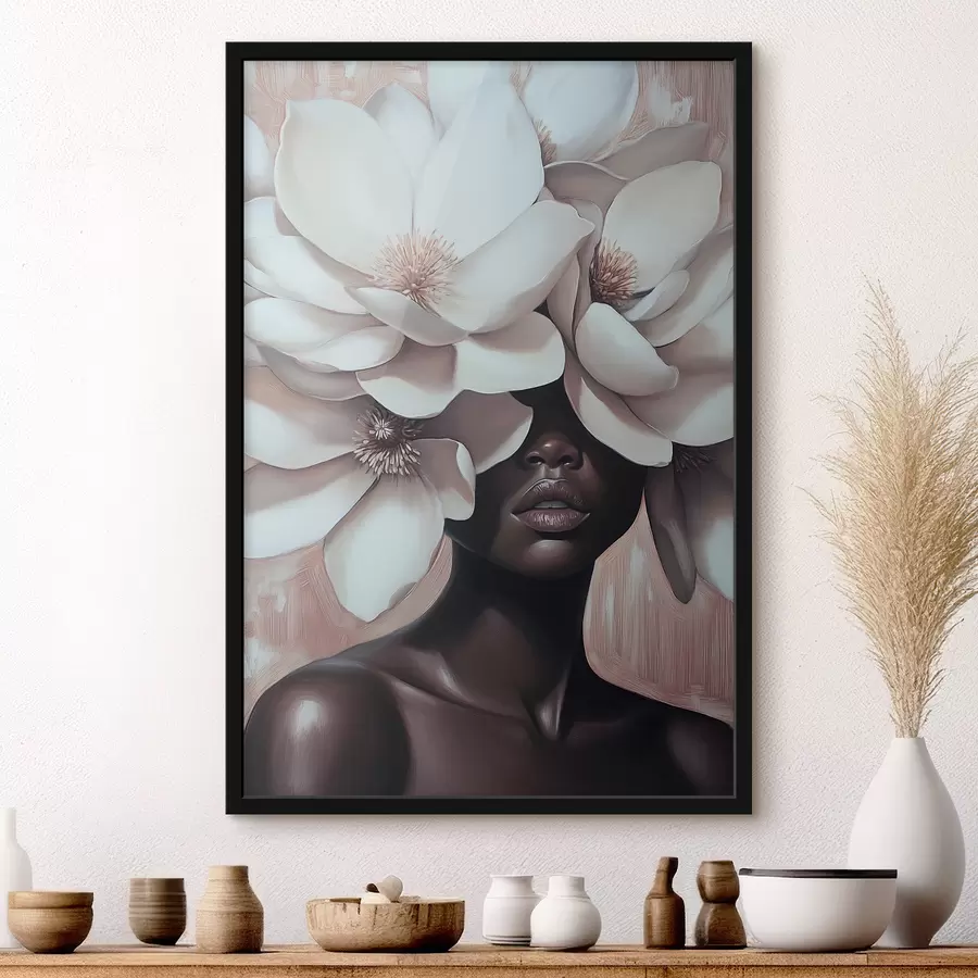 murales de pared Una mujer con flores en la cabeza. f39899