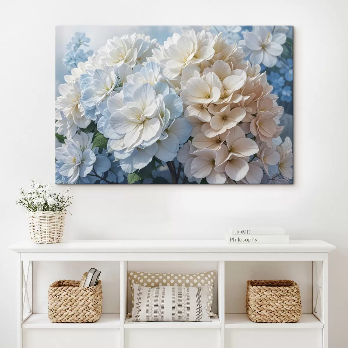 murales de pared Flores de dalia suaves y de colores pastel con delicados pétalos que florecen contra un fondo borroso. s40146