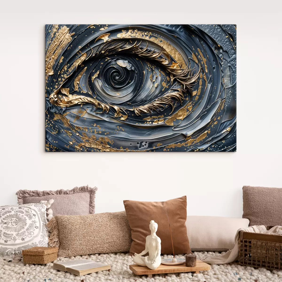 murales de pared Primer plano del ojo en arte abstracto, con intrincados patrones y texturas en espiral. s40175