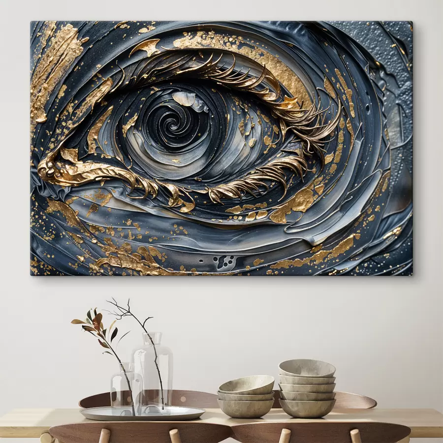 murales de pared Primer plano del ojo en arte abstracto, con intrincados patrones y texturas en espiral. s40175