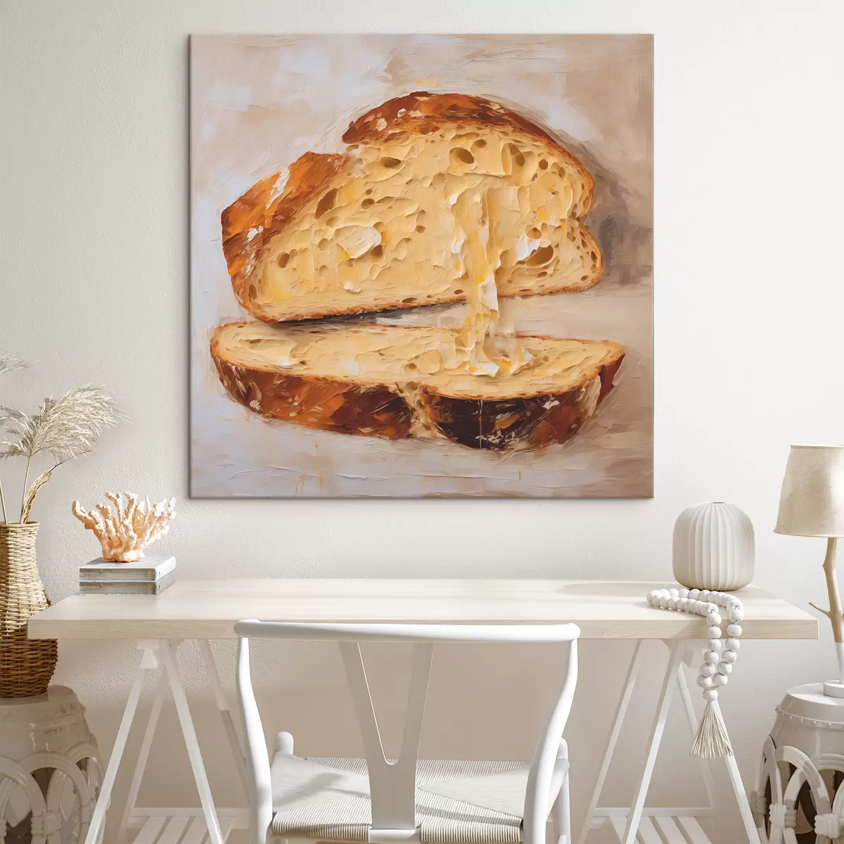 murales de pared Cuadro de pan y mantequilla sobre fondo claro s40216