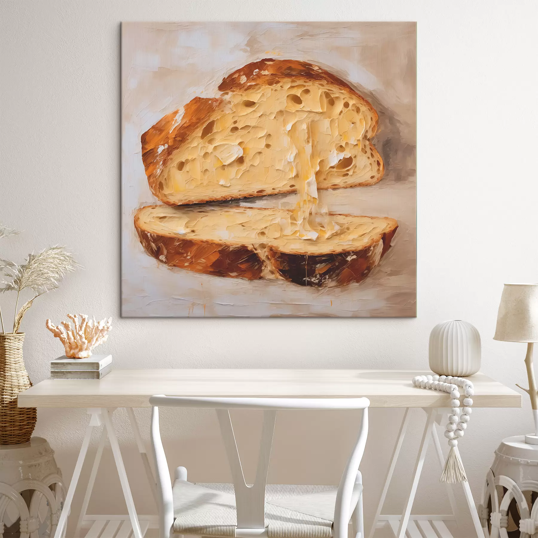 murales de pared Cuadro de pan y mantequilla sobre fondo claro s40216