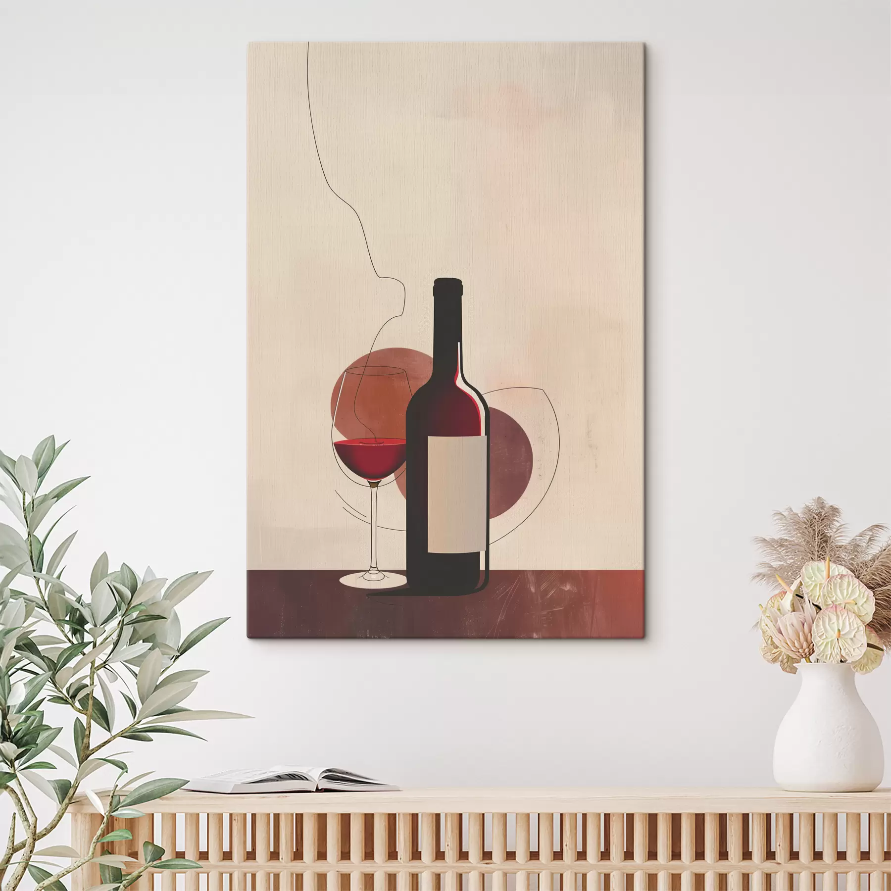 murales de pared Botella de vino y copa con vino s40191